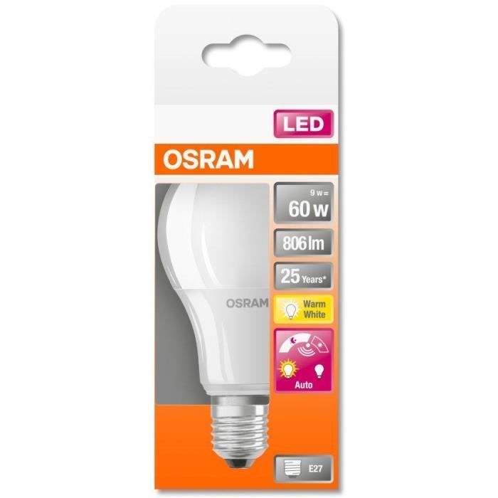 OSRAM Ampoule STAR+ LED Standard Daylight Sensor - 9W équivalent 60W E27