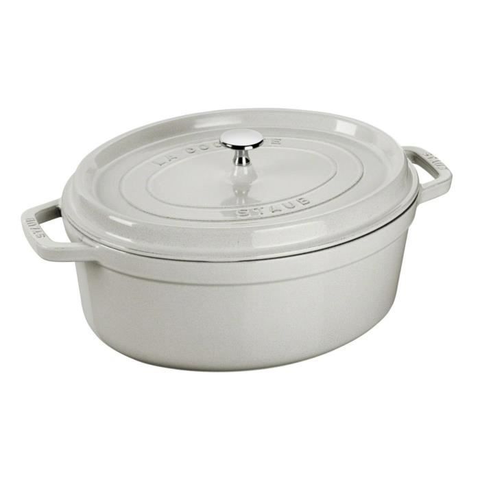 COCOTTE EN FONTE AVEC PICOTS OVALE 33 CM TRUFFE BLANCHE - STAUB