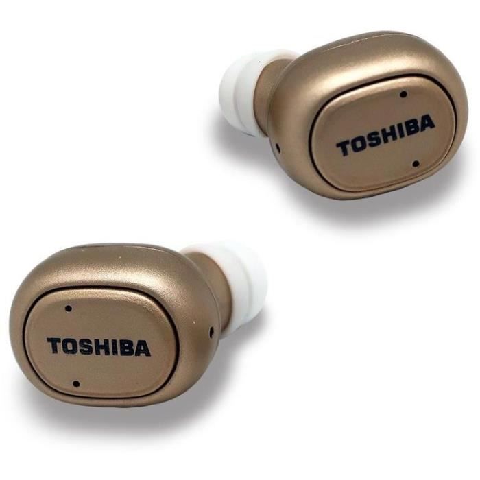 TOSHIBA RZE-BT800E Casque intra auriculaire sans fil Bluetooth - Batterie rechargeable 450 Mah - Or