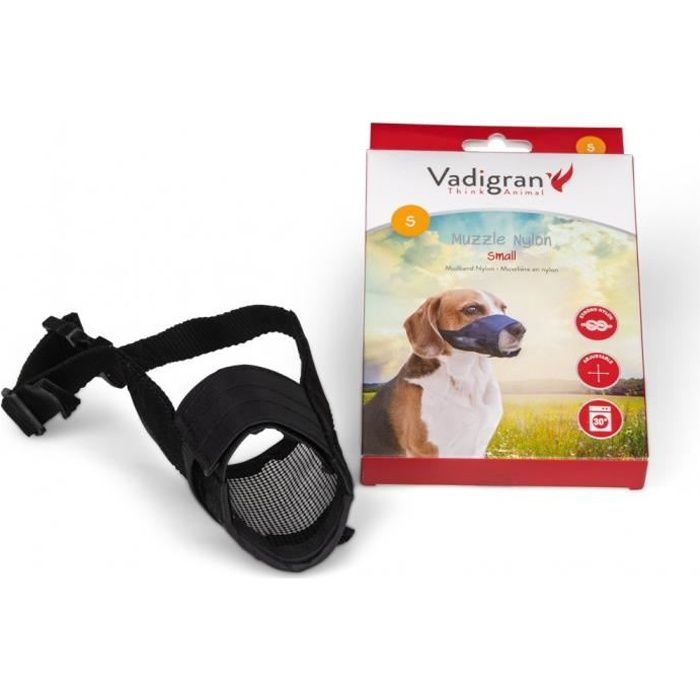 Muselière réglable en nylon cou de 18 à 44 cm. T S. pour chien type Beagle.-Vadigran 3,000000 Noir