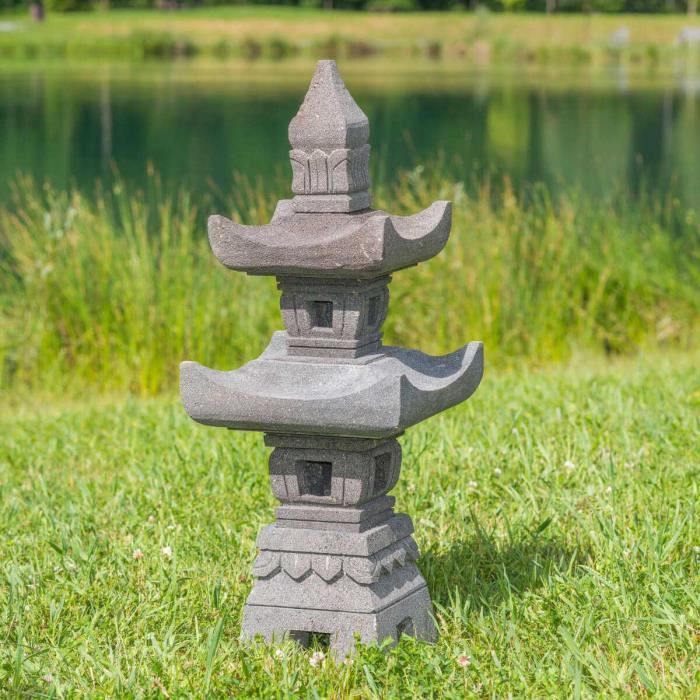 Lanterne japonaise en pierre de lave 70cm