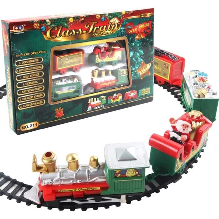 Train électrique de Noël, Jouet de Train Miniature Léger Et Sonore, Ensemble de Train de Noël Classique pour Enfants