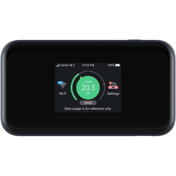 ZTE MU5001 Noir Hotspot Galet 5G 4G Catégorie 22 WiFi 6 batterie 4500mAh avec charge rapide