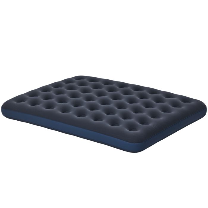 Matelas gonflable Outsunny 2 personnes matelas pneumatique avec pompe à main intégrée surface floquée - 203L x 152l x 22H cm bleu