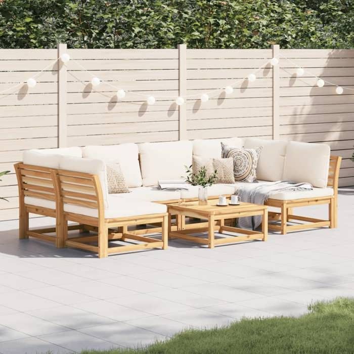vidaXL Salon de jardin 7 pcs bois massif acacia - vue 2