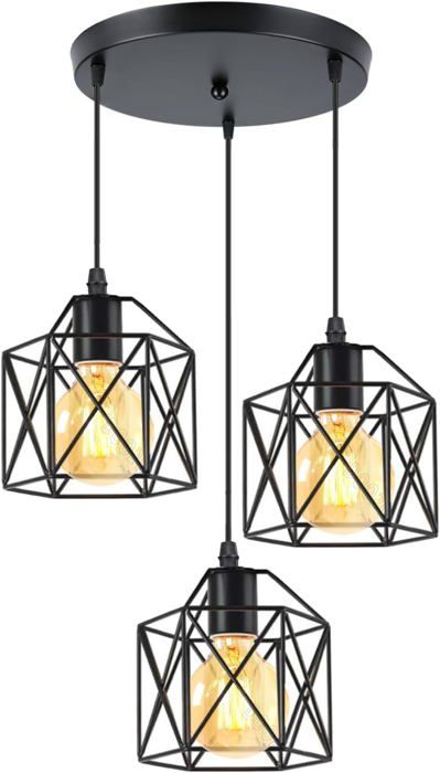 Lustre Industriel 3 Lampes PETITES ECREVISSES | Abat-jour Métal | Style Rétro | E27 | Pour Salon/Cuisine