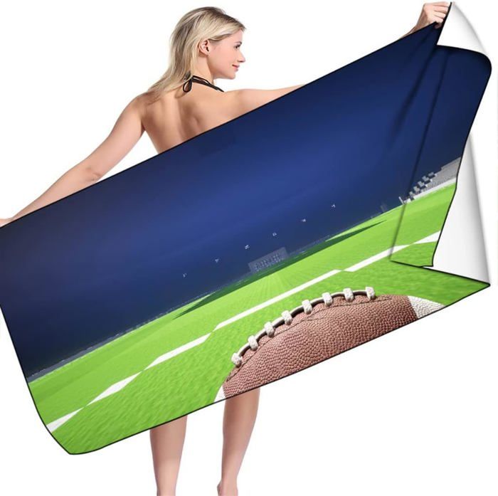 Serviette De Plage Football Personnalisée Avec Nom - Grande Serviette Microfibre 90x180 Cm - Serviette Personnalisable Été