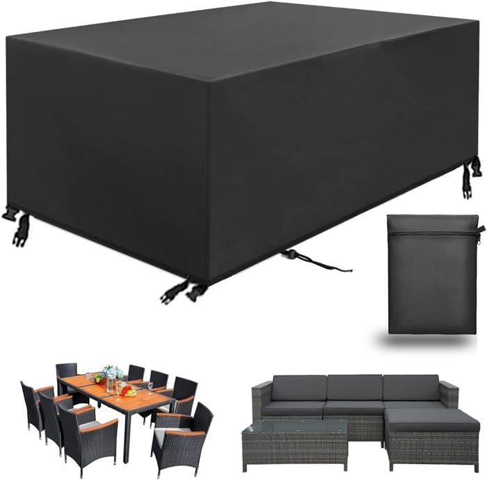 Housse De Protection Imperméable Pour Table De Jardin 120x60x40 Cm - Tissu Oxford 600D Anti-UV, Anti-Poussière - Avec Cordon De Serrage