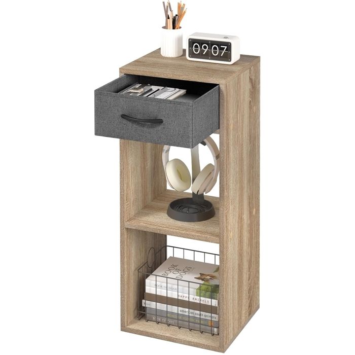 WOLTU Bibliothèque Étagère Autoportante à 3 Niveaux avec Tiroir Chêne Clair W0ATT0652
