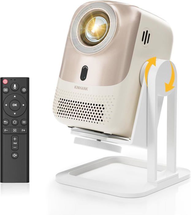 Mini Projecteur 720P Rotatif 360° - Android 13.0, Netflix, Autofocus - Haut-Parleur Bluetooth - 2+16GB
