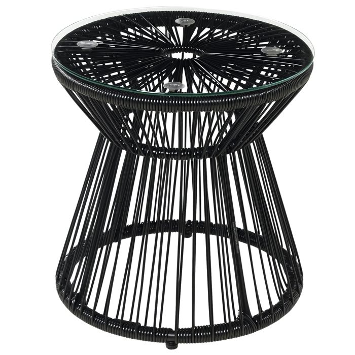 Table de jardin - Outsunny - ronde - en résine tressée imitation rotin - plateau en verre trempé Ø 40 cm - cadre en métal - noir Table de jardin - Outsunny - ronde - en résine tressée imitation rotin - plateau en verre trempé Ø 40 cm - cadre en métal - noir
