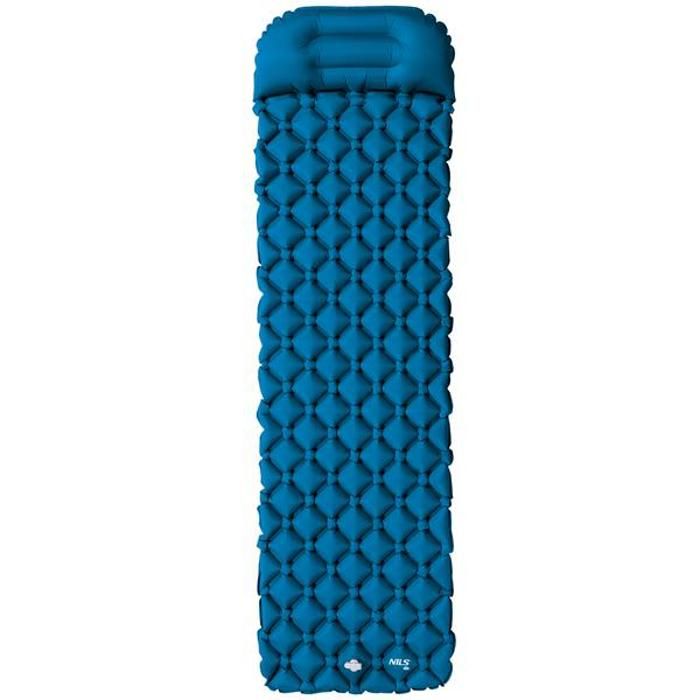 Tapis de camping gonflable - NILS CAMP - NC4006 - 190x58 cm - 1 place - Turquoise - Avec pompe - Nylon 40D
