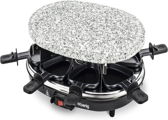 Appareil à Raclette H.Koenig RP85 - 8 Personnes - Pierre Granit + Grill - 900W