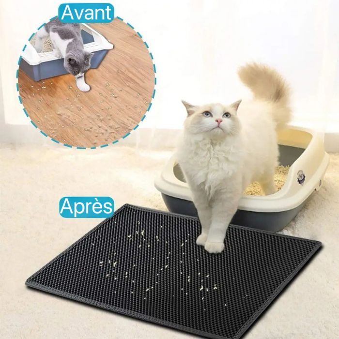 Meilleurs prix pour Tapis litière chat 40×50 cm noir – double couche nid d’abeille imperméable antidérapant facile à nettoyer