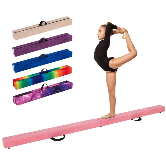 Poutre équilibre 300cm Cuir Synthétique FBSPORT Poutre Équilibre 300cm Pliable | Pour Gymnastique Enfants | Surface Cuir Synthétique | Antidérapante Poutre 300cm Antidérapante