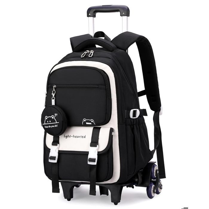 Cartable à Roulettes Fille Primaire HTgroce – Sac D'École Avec Trolley Détachable, CP CE1 CE2 CM1, Design Fille Tendance