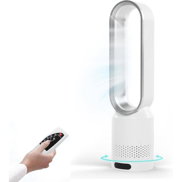 Ventilateur tour sans pale 20 pouces silencieux tactile & télécommande 8 vitesses oscillation 90° minuterie 2h pour chambre - Prumya