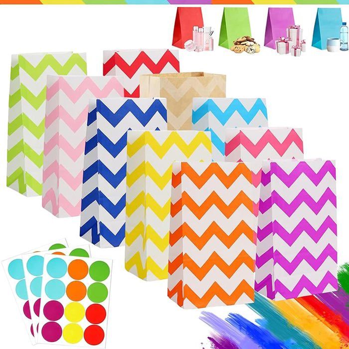 POPOYU 30 Pièces Petits Sacs Cadeaux avec Poignées, Noir Sacs en Papier 15x8x21cm Kraft Recyclable, Sacs Cadeaux pour Fête d'enfants, Prénatale, Anniversaire, Mariage, Bonbons de Noël