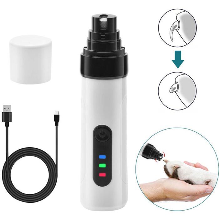 Broyeur à griffes pour chien coupe-griffes pour chien avec lumières LED super silencieux électrique rechargeable pour chiens e