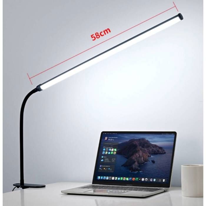Lampe De Bureau LED à Pince Flexible à 360°Alimenté USB Lampe De Lecture 3 Modes d’Éclairage Pliable Réglable -Noir