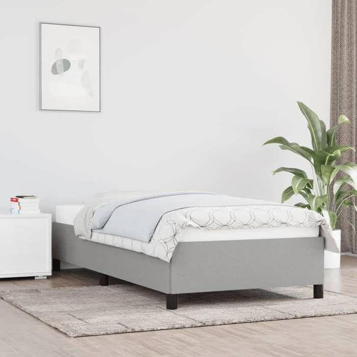 CHIC Lit adulte 1 place - 80x200 cm Structure/Cadre de lit gris clair 80x200 cm tissu #Sara69292