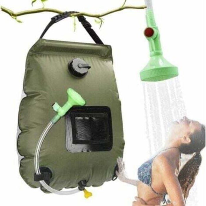 Douche solaire de camping douche solaire portable sac à eau pliable dextérieur de 20 L avec pommeau de douche réversible