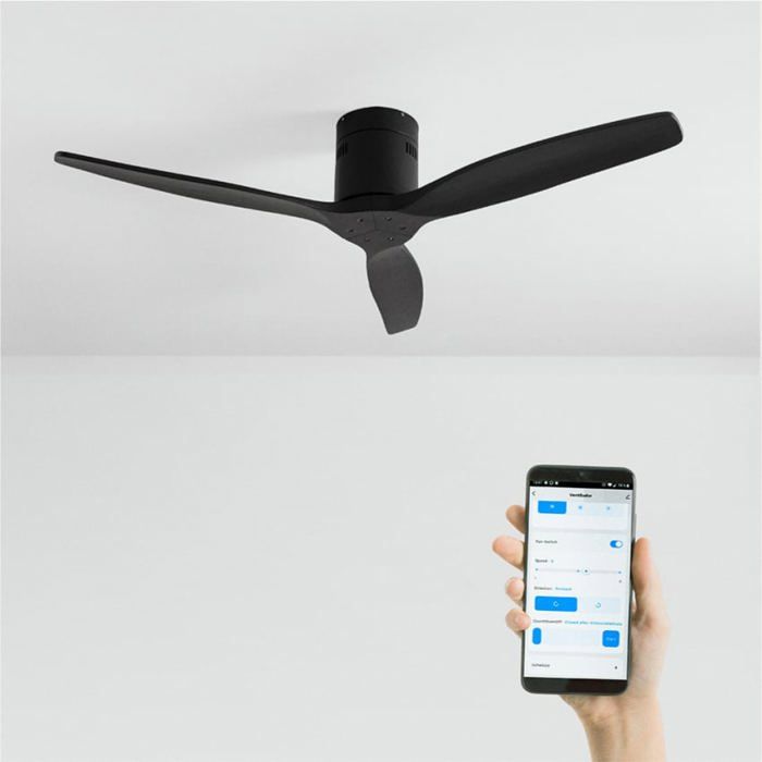 Ventilateur de plafond - Create - Sans lumière - Wi-Fi + Télécommande - Ø132cm - Noir