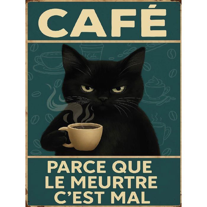 Plaque métal 8 magnets Chats déco animaux Lafinesse