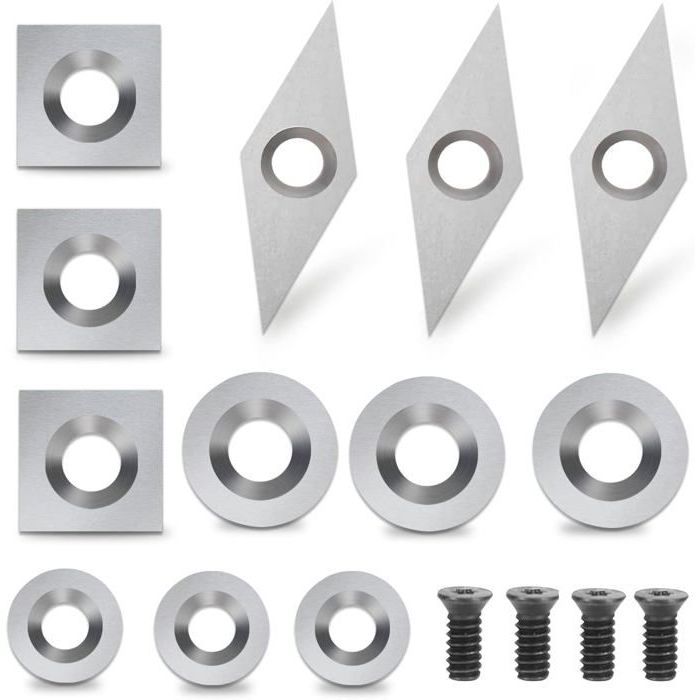 Plaquettes de Coupe en Carbure 12 pièces Outils Tournage Bois Inserts en Carbure Gouges Tournage Bois ODIPIE