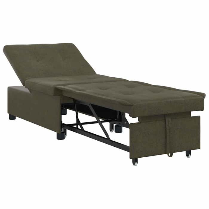 CHIC Canapé-Lit - Lit gigogne Convertible - Vert armée 67 x 194 x 38 cm Cuir suédé faux - 67x194x36 cm 383440 S11