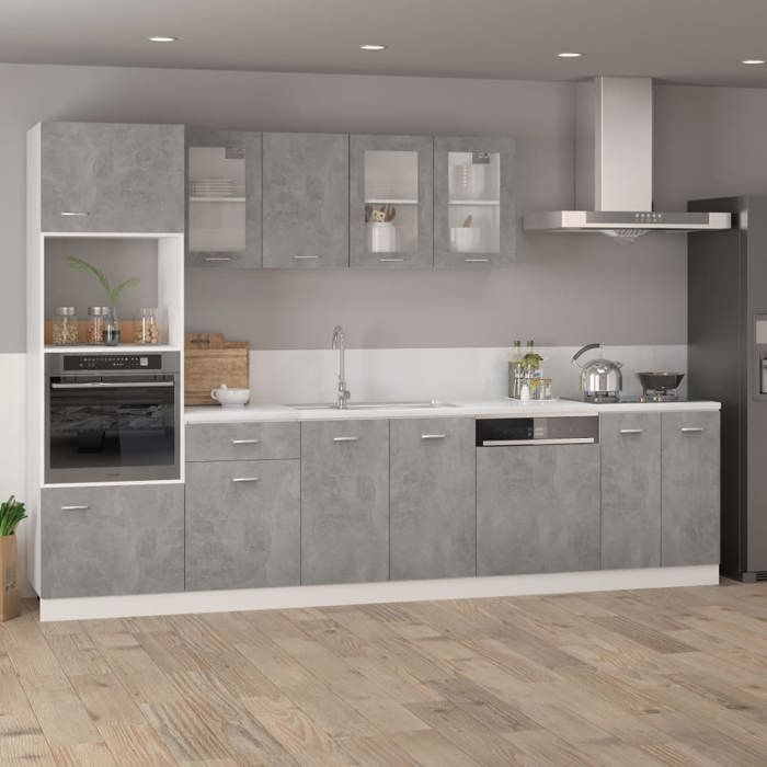 Gris Armoire à tiroirs - MANGO - BUFFET CUISINE - Lyon - Gris béton 50x46x81 5 cm Bois dingénierie FR449