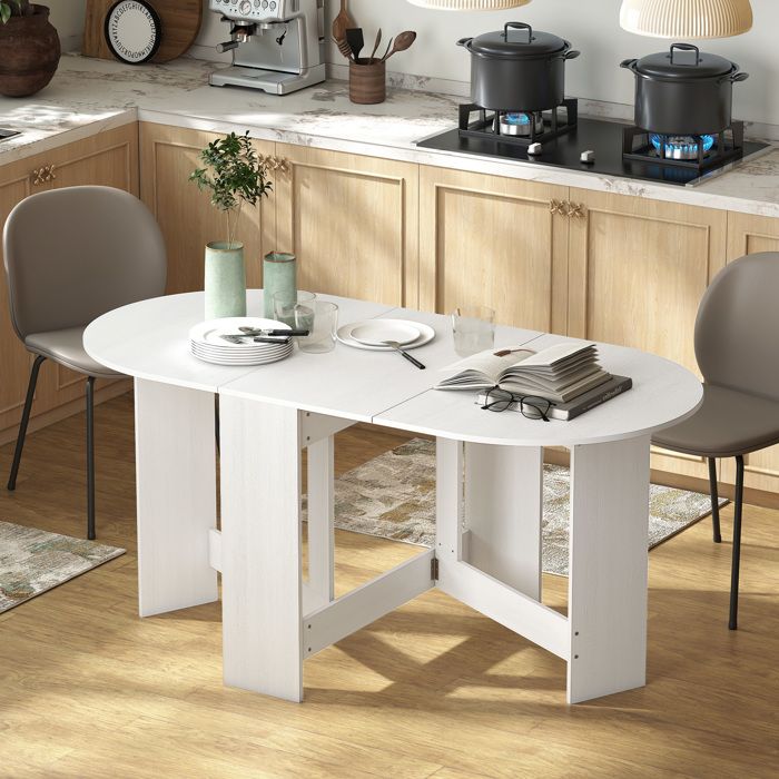 Table à manger pliante table pliante cuisine ovale jusquà 6 personnes pour petits espaces salle à manger blanc