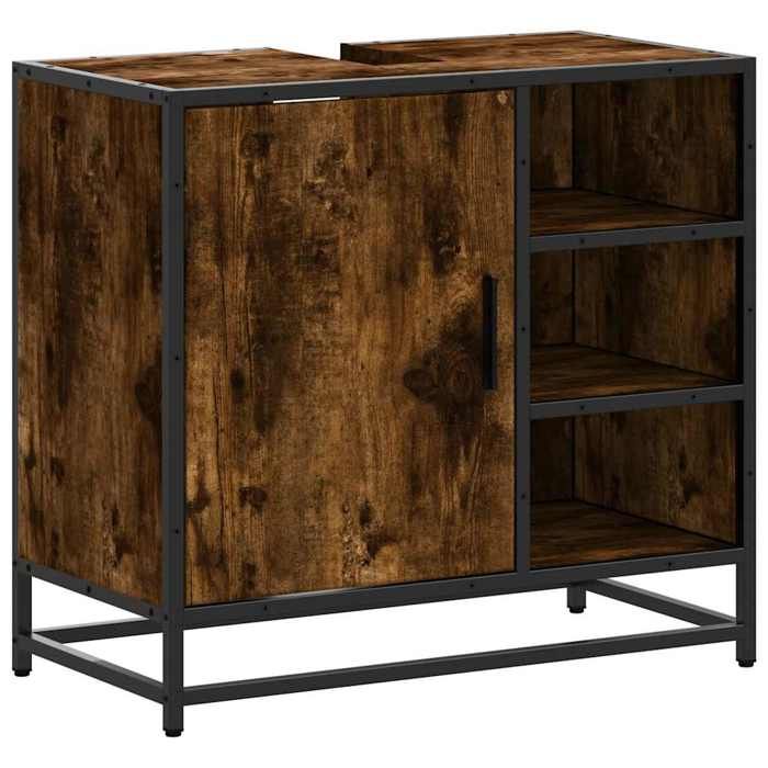ABOTT@Armoire de lavabo de salle de bain KENNETH - Meuble Colonne salle de bain - Armoire WC - chêne fumé 65x33x60cm - 388168