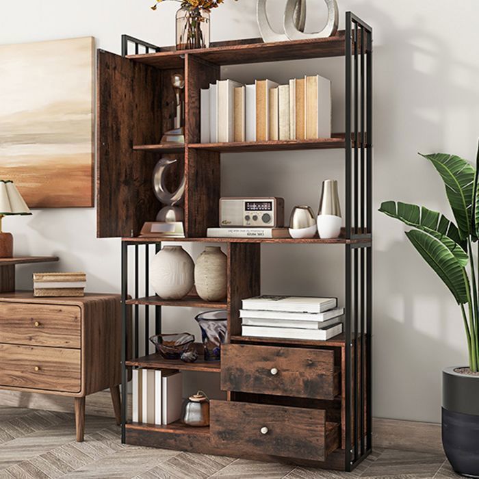 Bibliothèque Industrielle Vintage 6 Niveaux avec Portes et Tiroirs - Étagère de Rangement Métal pour Bureau Bibliothèque Industrielle Vintage 6 Niveaux avec Portes et Tiroirs - Étagère de Rangement Métal pour Bureau