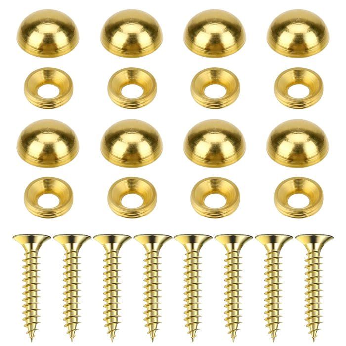 Lot de 8 vis décoratives en laiton pur avec capuchons de fixation de miroir - Boulons décoratifs dorés - Pour meubles peintures