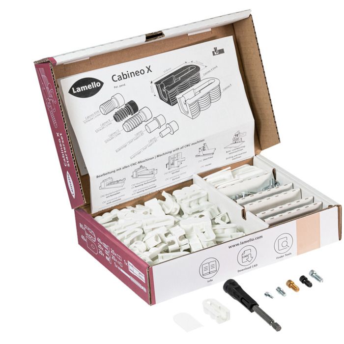 LAMELLO Cabineo X - Kit de démarrage connecteurs pour meubles & étagères blanc 80 pcs + 40 vis