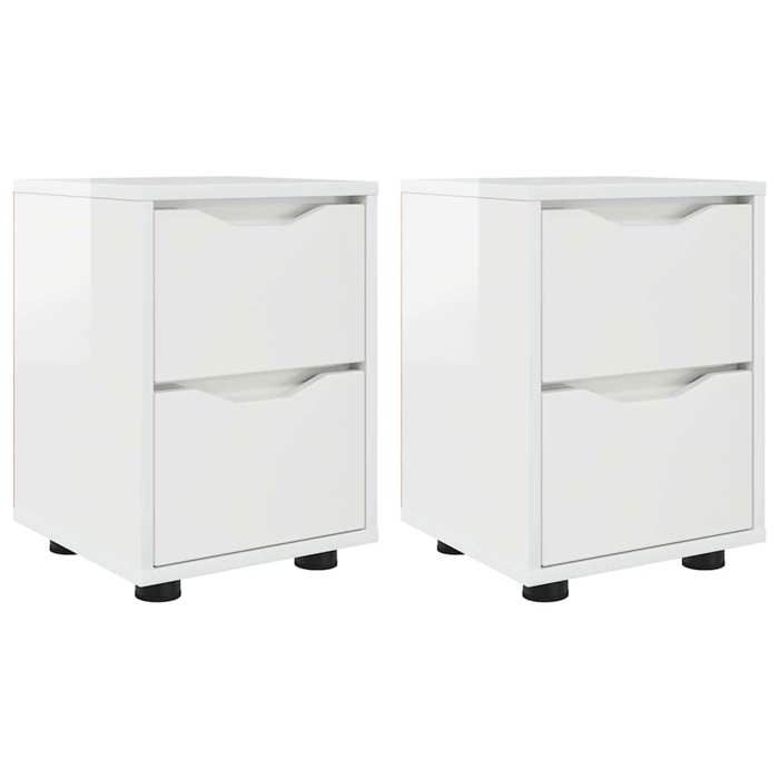 En solde Table de nuit (2 pcs) - UU - Petit armoires de chevet - Blanc brillant 305x30x43 cm L1967