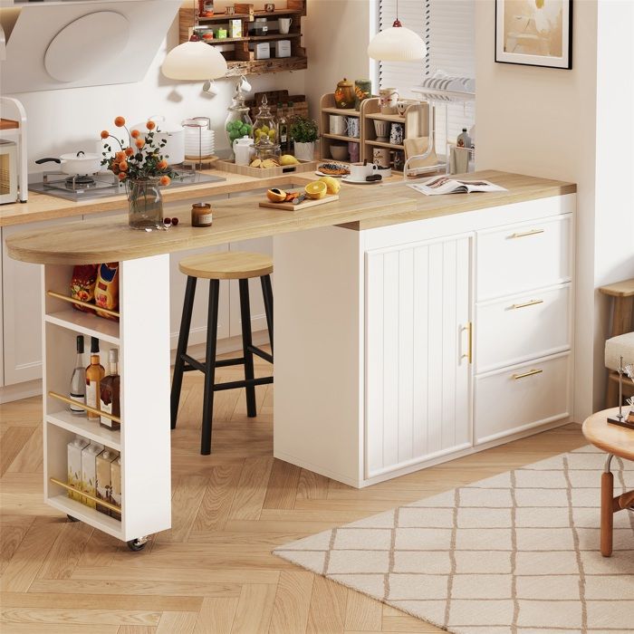 Table bar / table haute tournante 360° – Étagères réglables sécurité anti-basculement Pour salle à manger salon Table bar / table haute tournante 360° – Étagères réglables sécurité anti-basculement Pour salle à manger salon