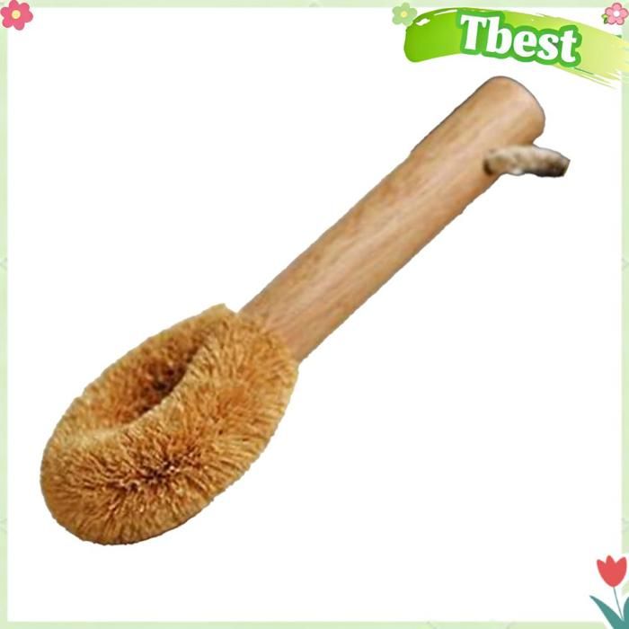 Tbest Brosse à vaisselle avec manche Lot de 2 Brosses à Vaisselle à Manche Court pour le Nettoyage des Casseroles droguerie main