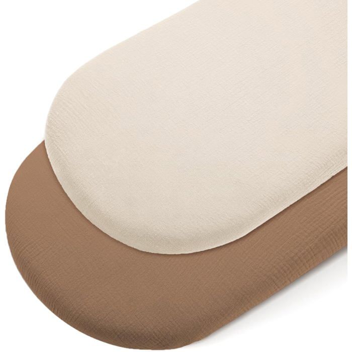 Drap housse cododo en mousseline 100% coton - Marron clair adapté aux tailles 50x83 50x90 55x90 cm - Pour couffin