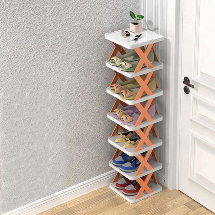 Étagère chaussures pliable plastique rangement maison vertical