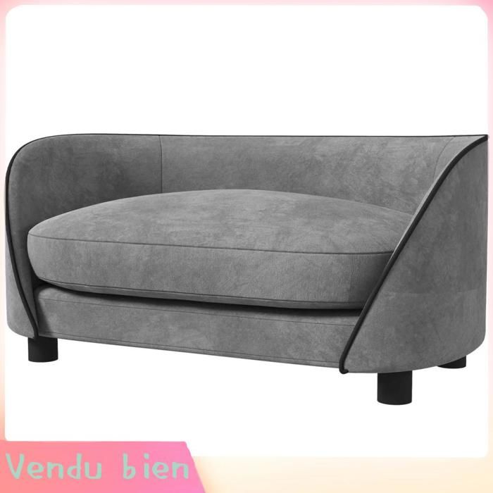 LIA Canapé chien housse amovible velours gris