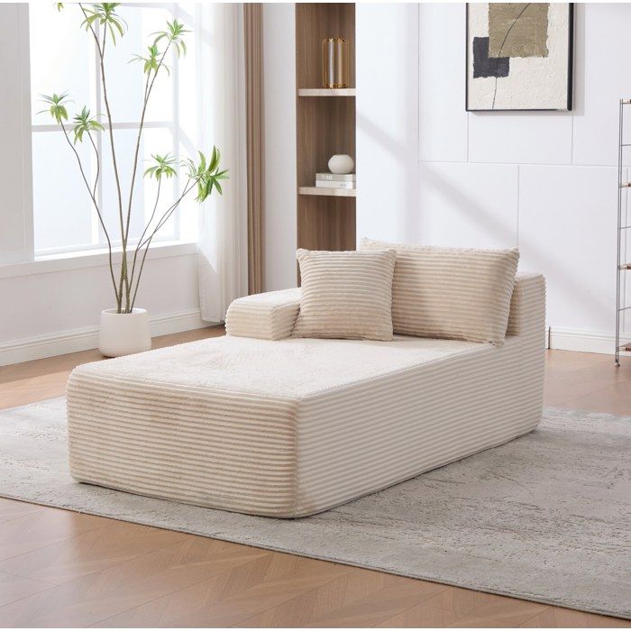 Canapé compressé modulable en chenille ivoire mousse haute résilience 30D livré monté 1 place
