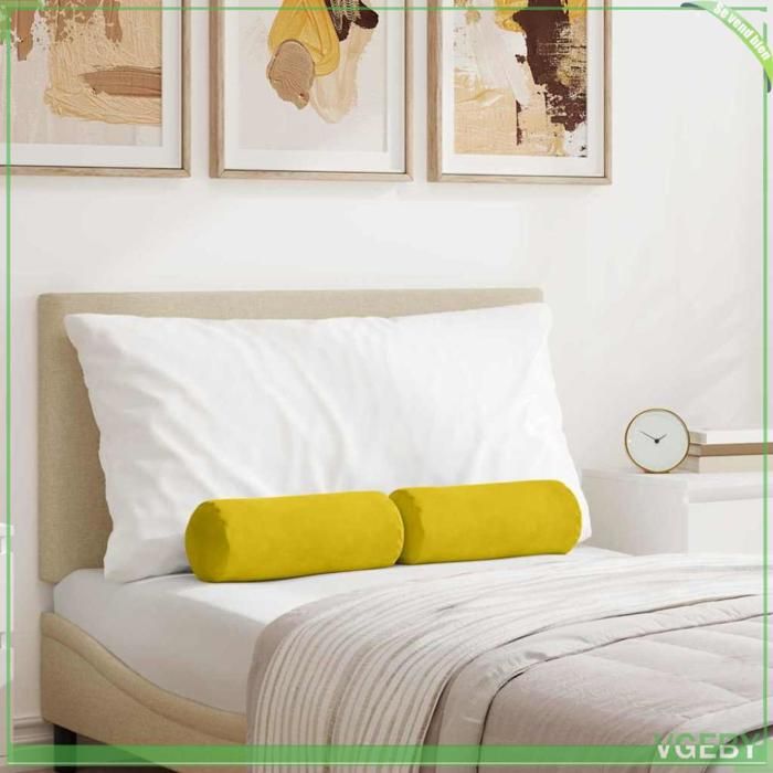 Coussins daccent - FAFEISY - 42014292 - 15 x 40 cm - Velours côtelé - Jaune