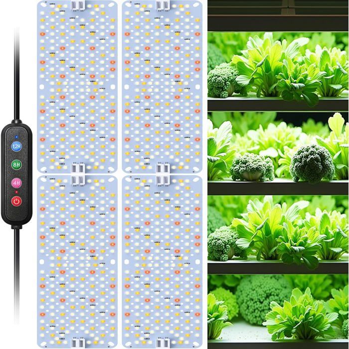 4Pack Lampes De Croissance À Spectre Complet Pour Plantes D’Intérieur Panneaux Led 40W Avec Daisy-Chain Minuterie Automatique 4/8/