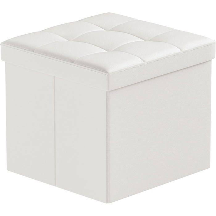 Pouf Rangement Pliable Cube Tabouret De Rangement Avec Couvercle Petit Pouf Coffre En Cuir Pour Chambre Salon Repose 38X38X3[CA166]