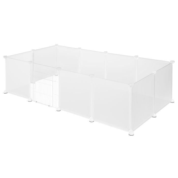 EUGAD Parc dexercice DIY modulable pour petits animaux 142x72x45cm avec porte Blanc