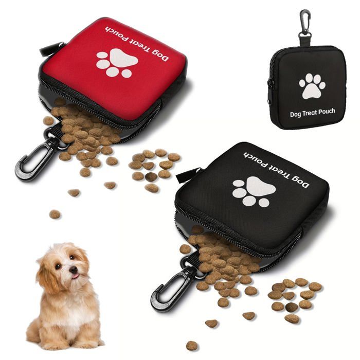 Lot de 2 Sacs Friandises Chien avec Mousqueton Pochette Dressage pour Éducation Chiots Aucunely