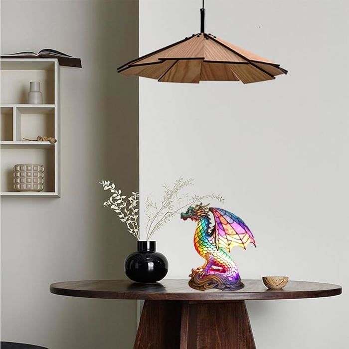 Lampe de Table Dragon en Résine Teintée Vintage Lampe de Chevet Animaux Petite Lampe de Nuit Décorative Chambre Salon VEILLEUSE