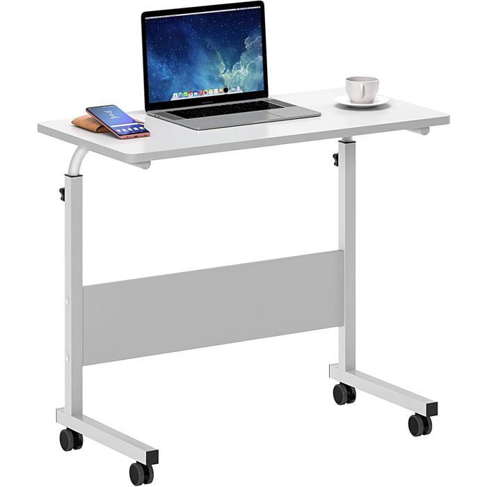 Table DAppoint À Roulettes Table DOrdinateur Mobile Petit Bureau Roulant Pour Canapé-Lit Hôpital 80 × 40 Cm